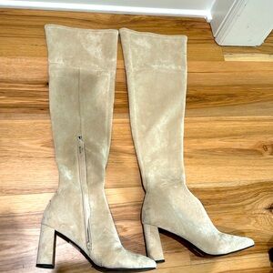 Thigh high suede boots